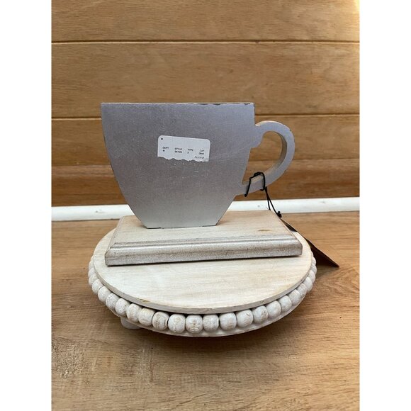 VHTF NWT Rae Dunn Tabletop Rustic Wooden Coffee Time Mug Shaped Sign - Picture 4 of 4